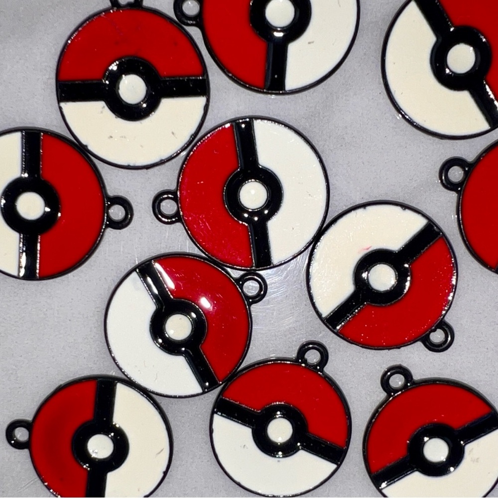 SECONDS - Pokeball Enamel Charms Red White Black Please Read